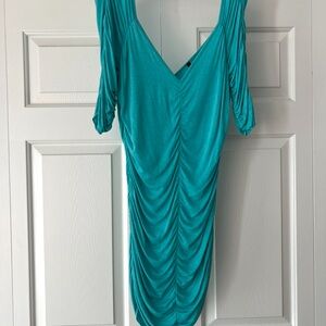 Elegant Teal Ruched Dress